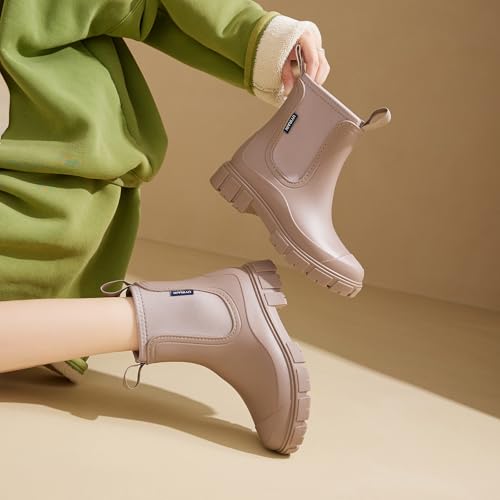 Image of WOWSTICK Women's Ankle Rain Boots Waterproof Lightweight Slip Resistant Fashion Garden Booties