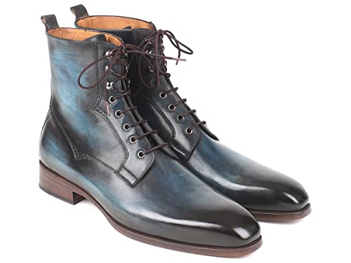 Bottes en cuir bleu Paul Parkman pour homme de luxe