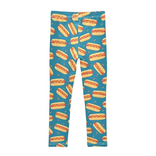 Hot Dogs Girls' Leggings Toddler Doodles Kids Yoga Pants Dance Active Tights 4T2