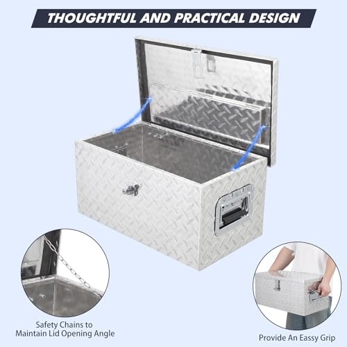 Garvee LMAYJHEBTKJCCQWW6GAE9A38MIFF 20 Inch Aluminum Diamond Plate Tool Box With Lock And Keys, Heavy Duty Waterproof Truck Storage Organizer Chest For Pick Up Truck Bed thumb #3