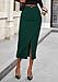 PRETTYGARDEN Corduroy Skirt Women Fall Fashion 2025 High Waisted Pencil Midi Skirts Business Casual Work Office Winter Outfit (Dark Green,14)