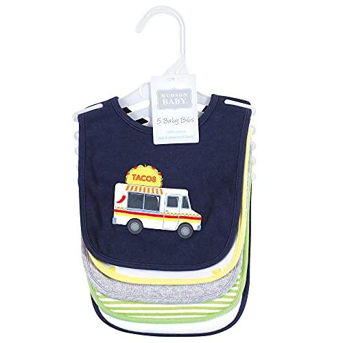 Image of Hudson Baby Unisex Baby Cotton Bibs, Taco Truck, One Size