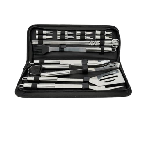 Recalma Accessori Per Barbecue In Acciaio Inox, Set Di Posate Per Barbecue Con Custodia, 18 Pezzi Accessori Per Barbecue Da Uomo, Accessori Per Barbec