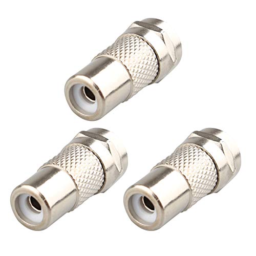 Jopto 3PCS TV Aerial Coaxial Cable F-Connector Male Satellite Sky TV Aerial Coax Plug to RCA Female Jack RF Coax Aerial Male Adapter F Type Screw Male to RCA/PHONO Socket Adapter Converter