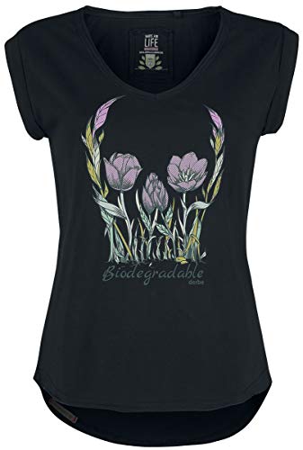 Preisvergleich Produktbild derbe Hamburg Flower Skull Frauen T-Shirt schwarz XL