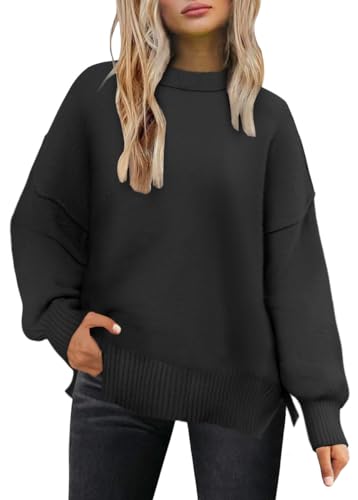 Long Sleeve Shirts for Women Tops Early Fall Fashion Clothes 2025 Anthropologie Chocolate Brown Dresses Plus Size Clothing Christmas Oversized Cozy Sweaters Comfiest Airport Outfits Black XL