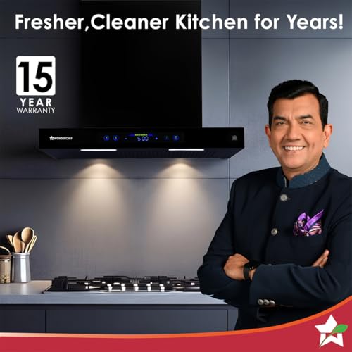 Image of Wonderchef Ultra Sleek 60cm Filterless Auto-clean Kitchen Chimney with Oil Collector, BLDC Motor, Suction 1800 m3 /hr, Motion Sensor + Touch Control, 15-Yr Warranty on Motor & 5-Yr Comprehensive, Black
