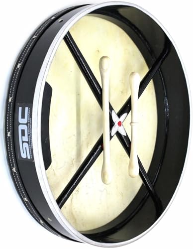 DEURA BLACK BODHRAN DRUM Irish Celtic 18 Inch 2 Tipper
