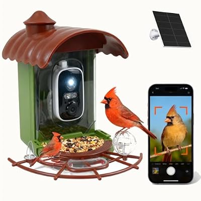 Bird Feeder with Camera, Smart Bird Feeder Camera with AI Identify BirdSpecies, Solar Powered, Instant Alerts, 2K HD Video, Various DIY Addons, 2.4G WiFi, Gift for Mom Dad Birdlover (Green)