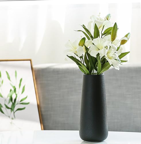 Miniatura 5 de 28 Cm Jarrónes Negro Mate De Ceramica Decorativos Para Flores, Florero Jarron Cilindrico Decorativo Modernos Minimalista Para Pampas