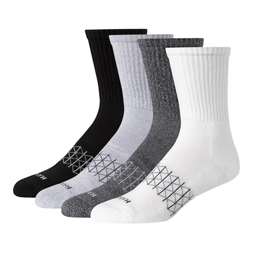 Image of Hanes Men's Socks, Absolute Comfort Cushioned Moisture-wicking Seamless Toe, 4 Pack, Ankle, Crew and Heel Shield Socks