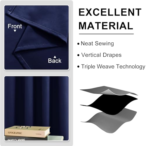Image of DWCN Blackout Curtains for Bedroom Living Room 42 inch x 63 inch 2 Panels Navy Blue