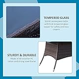 Outsunny Rattan Garden Furniture Dining Set 6-seater Patio Rectangular Table Cube Chairs Outdoor Fire Retardant Sponge Brown - Image 5