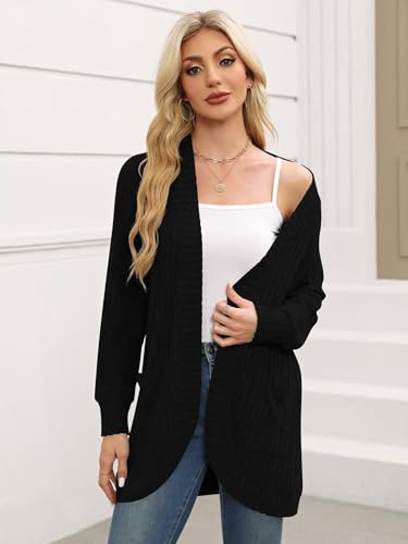 Image of BELAROI Women Plus Size Cardigan Sweater Fall Outfit | Open front long cardigan, lightweight sweater, versatile layering tops for fall winter, daily wear, outdoor, office clothes