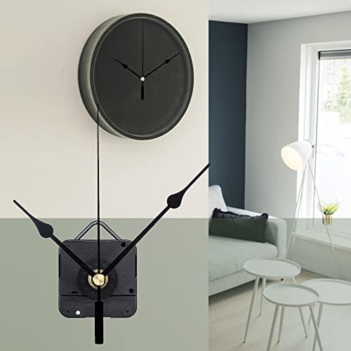 Silent Quartz Clock Mechanism Kit, Shaft Clock Mechanism with Peach-shaped Hands, Clock Movement Parts Motor Replacement DIY Repair Parts, Shaft Length 13mm, Thread 6mm (Black)