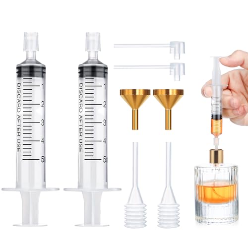 Segbeauty Outil de Transfert de Distributeur Parfum, Entonnoir en Métal pour Remplissage, Pipette en Plastique, Pompe de Recharge de Parfum, Seringue de Remplissage 5ml