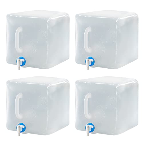 Wasserkanister Faltbar - 20l X4 Trinkwasser Wassertank Wasserkanister mit Hahn Camping Wasserkanister Lebensmittelecht Wasser Kanister Leer Tragbar Faltkanister Trinkwasserkanister für Outdoor,Wandern Cover