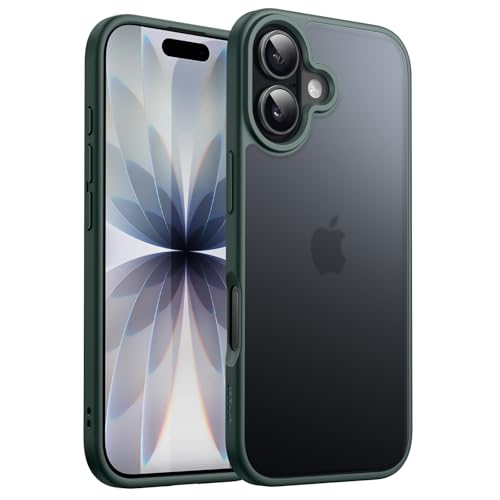 JETech Capa Fosca para iPhone 17 6,3 Polegadas, Proteção Contra Quedas de Nível Militar, Case Minimalista com Parte Traseira Translúcida Matte, Anti-Impressão Digital (Verde Escuro)