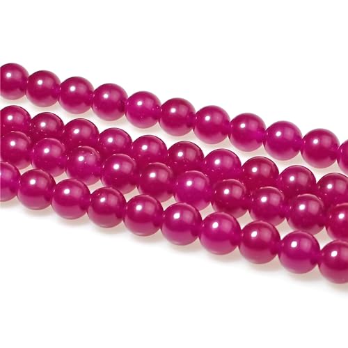 MJDCB Natural Rose Red Jade Round Loose Beads for Jewelry Making DIY Bracelet Necklac (8mm)
