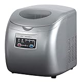 WOLTU Máquina para Hacer Hielo,Silenciosa 120W Máquina de Hacer Cubitos de Hielo 12KG/24H Fabricadora de Cubitos 2.8L Ice Maker Plata EM03sb