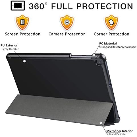 ABOUTTHEFIT Polycarbonate Ultra Slim Lightweight Trifold Stand Smart Folio Case Hard Cover for Tablets Samsung Galaxy Tab A 25.65 cm 10.1 inches 2019, (Black) - Will Not Fit Lenovo Tab M10