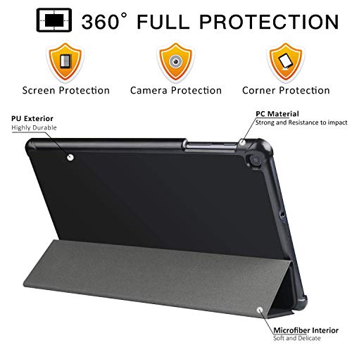 ABOUTTHEFIT Polycarbonate Ultra Slim Lightweight Trifold Stand Smart Folio Case Hard Cover for Tablets Samsung Galaxy Tab A 25.65 cm 10.1 inches 2019, (Black) - Will Not Fit Lenovo Tab M10