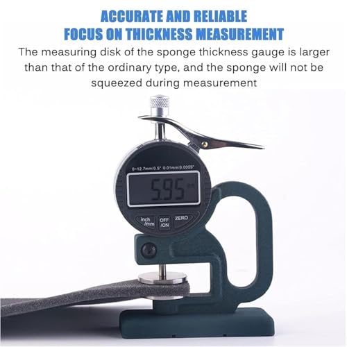 Calibrador digital de espesor con pantalla LCD, rango 0-12.7 mm, resolución 0.01 mm, con sonda grande de 30 mm, para medición industrial de esponja, papel y cuero miniatura 4