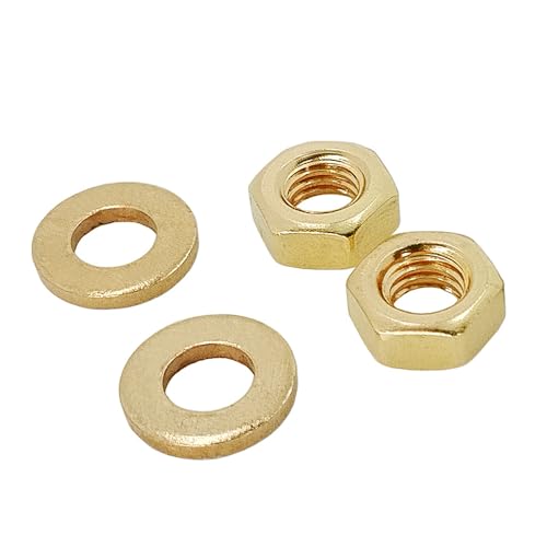 Foyoram M8x120mm Metric Thread Stud Bolt Full Threaded Rods 2 pcs Hex Nuts 4 pcs Plain Washers 4 pcs Brass C38000 CuZn40Pb2 CW617N (M8 x 120 mm)