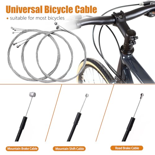 Mankk M-124-BK Universal Bicycle Brake Cable And Shift Cable,Bicycle Shift Derailleur Cable & Brake Cable Housing Kit With Brake Cable End Caps And O-Rings For Mountain Road Bike Repair M-124-Bk thumb #2