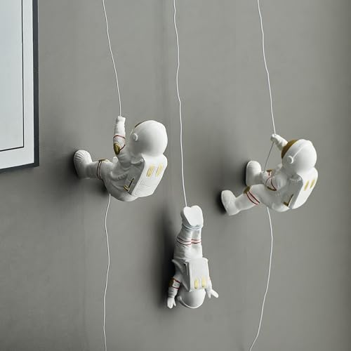 Image of XGZY Climbing Astronaut Wall Decor: 3 Pcs Astronaut Figurine Hanging Decoration Outer Space Decor for Home Decor 3D Wall Decor for Bedroom Christmas Gift