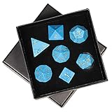 mookaitedecor 7 PCS Blue Howlite Turquoise Crystal Polyhedral DND Dice Set, Polished Tumbled Stones...