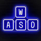 Lumoonosity WASD Neon Sign - USB Powered Blue Keyboard Neon Lights - WASD Keycaps Led Sign with On/Off Switch for Wall, Bedroom, Game Room Decor - Cool WASD Keys' Gaming Lights for Gamers, Streamers