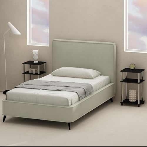 Image of Furinno Just 3-Tier Turn-N-Tube Open Storage Nightstand, 2-Pack, Americano, Stainless Steel Tubes