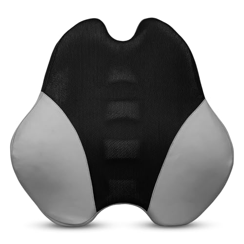 Image of CAR101 Orthopedic Memory Foam Backrest Elite - 47x36x13 cm | with Removable Breathable Mesh Cover | Adjustable Dual Strap Lumbar Support Cushion | Ergonomic Pain Relief