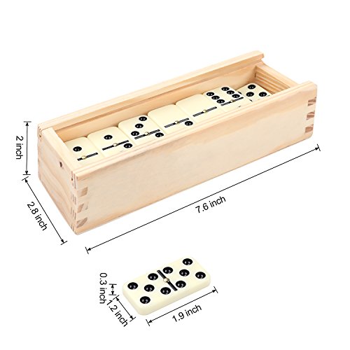 Smilejoy Dominoes Set For Adults, Domino Set For Classic Board Games,Double 6 Domino Game Set 28 Pieces With Wood Case (2-4 Players) #TOP1