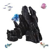 AnRui Aquarium Mountain Artificial Jagged View Stone Decorations Resin Betta Cichlids Hideaway Rock Aquascaping Hiding Cave Hermit Crab...