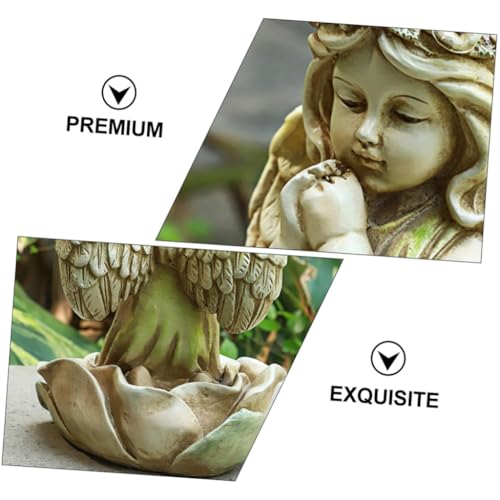 Décoration extérieure stable en résine de qualité supérieure avec statue ange fée lumineuse LED