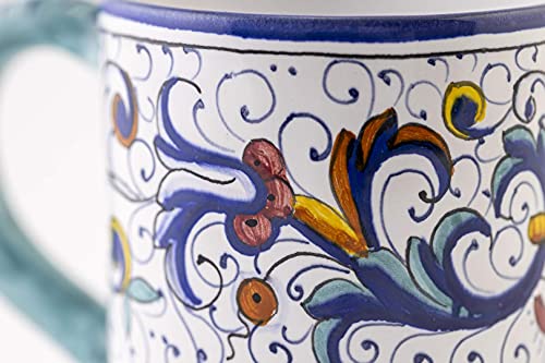 thatsArte.com Fima Italian Ceramic Mug Ricco Deruta Blu - Hand Made Pottery Coffee Mugs, Deruta Italian Pottery, Painted Mug, Italian Ceramic, Made in Italy, Painted Coffee Mug, Mugs Handmade
