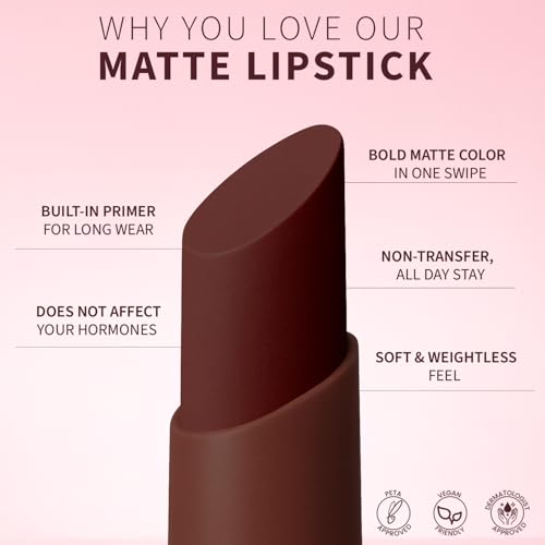 Image of TEEN TEEN Color Life Nontransfer Crayon Lipstick | Matte Finish with Built-in Primer | Waterproof & Long Lasting Lip Color | Smudge-Proof, Fade-Resistant Formula | Intense-Brown, 2gm