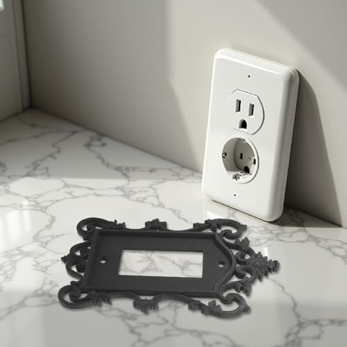 Placas de pared góticas para interruptores negros de plástico barroco vintage de fácil montaje 6