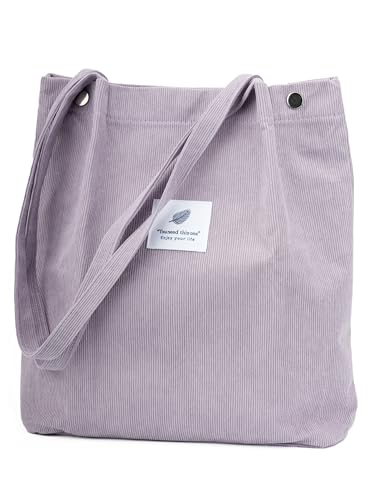 Image of TOPASION Cute Corduroy Tote Bag Canvas Shoulder Handbags for Women Travel Shopping