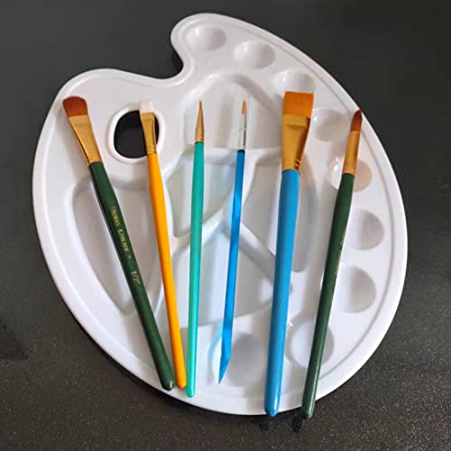 7 Pack Paint Brush Set With 6 Brushes W/Bonus 1 Palette Plastic Tray For Painting With Oil, Watercolor, Artist Gift, Classroom Supplies, Kids Birthday Art #TOP2