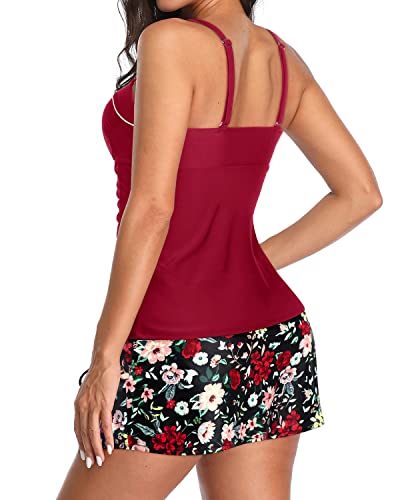 Image of Yonique Womens Underwire Tankini Swimsuits with Skirt Two Piece Bathing Suits Tummy Control Swimwear