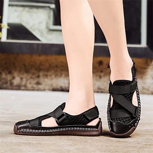 Mens Sandals Mesh Deck Beach Sandals Fisherman Shoes for Men Outdoor Handmade Men Shoes(42)3
