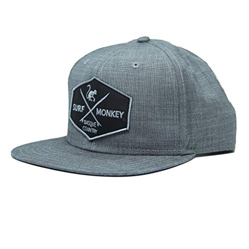 SURF MONKEY Gorra Full Patch Snapback Gorra de béisbol para Hombre/Mujer - Talla única - Cierre Ajustable Snapback - Visera Plana (Gris) Cover