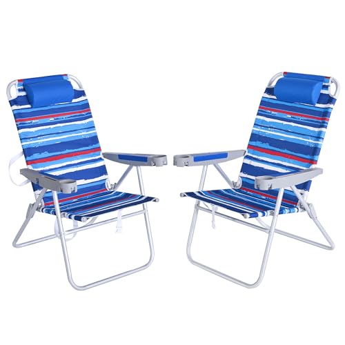 Image of SUNNYFEEL Tall Beach Chair for Adults, High Back High Seat Folding Chairs