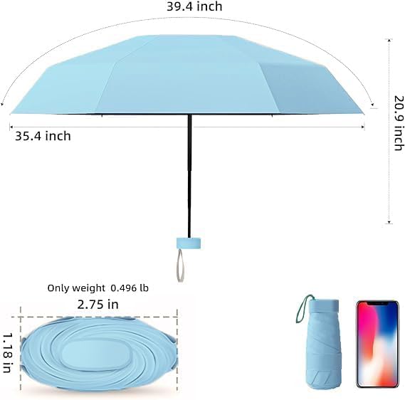Image of SNKR ESSENTIALS HEMOVIA Mini Umbrella with Case for Men & Women (Manual Open) Compact Travelling Umbrella, Polyester & UV Protection Fabric for Summer Use in Rain & Summer- 6 Frame