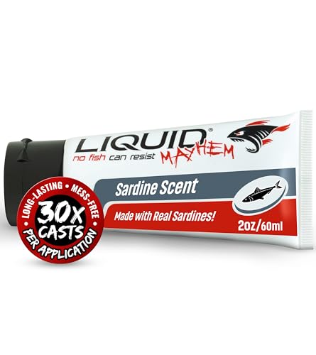 Liquid Mayhem Sardine Fish Attractant Gel 60 ml / 2 oz · 60 Uses 1-Pack – Real Sardine Bait & Aminos | UV-Enhanced Long-Lasting Gel – All Lure Types