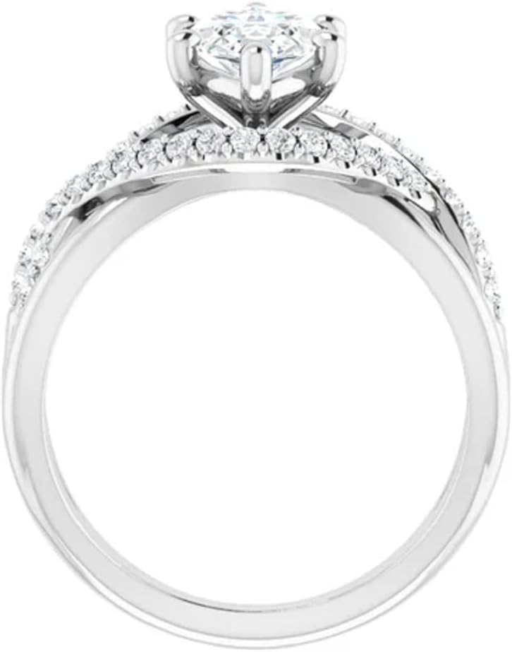 JEWELERYIUM 2 CT Marquise Cut Colorless Moissanite Engagement Ring, Wedding/Bridal Ring Set, Solitaire Halo Style, Solid Sterling Silver Vintage Antique Anniversary Promise Ring Gifts for Her