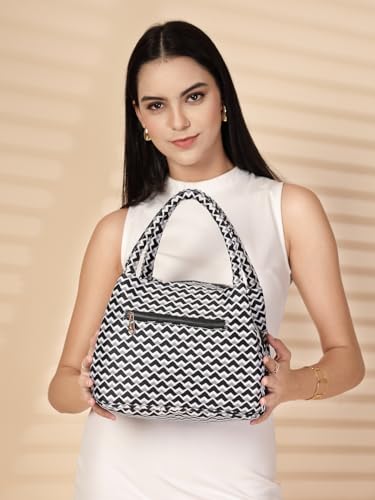 Image of ENSAC Fabric Hand Lunchbag For Women | Trendy Shoulder Bag for Daily Use | Lightweight, Spacious & Stylish Lunch bag for Office, Shopping, & Travel Use